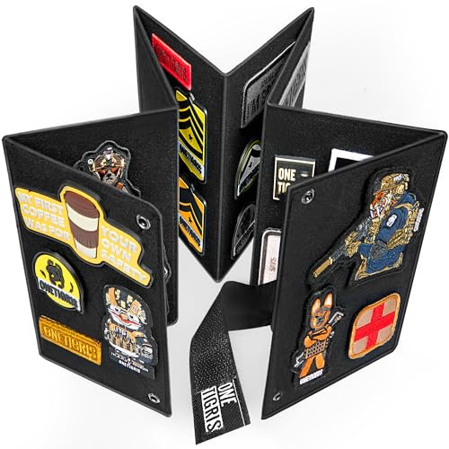 OneTigris Panneau de Présentation– Panneau d'Affichage Tactique Pliable, Support Organisateur Type Livret pour Hook & Loop Patches, Patch de Drapeau et Militaires (Patches Non Inclus)