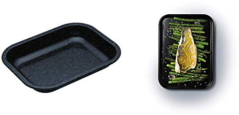 masterclass KitchenCraft Professional Roasting Tin, Glass, Black, 27 x 21 x 4 cm Professional Baking Tray, Vitreous Enamel, 24 x 18 cm