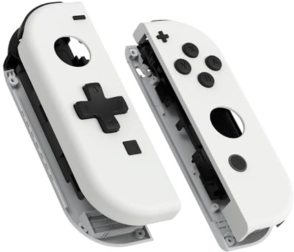 eXtremeRate White DIY Housing (D-Pad Version) with Full Set Buttons for Joycon Handheld Controller, Replacement Shell Case for Nintendo Switch & Switch OLED [Only the Shell, NOT the Joycon]