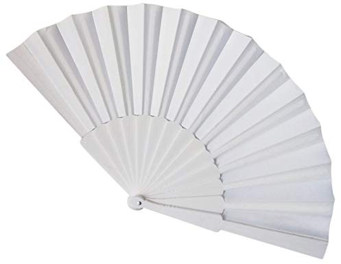 WS UK Fabric Handheld Folding Fan [White]