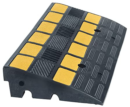 Moravia MORION Bordstein-Rampe (Gummi, LxBxH 600x300x100, schwarz, gelb reflektierend, belastbar bis 40 t) 279.23.929