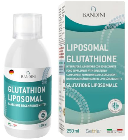 Bandini® Liposomales Glutathion 250ml | L-Glutathion Setria® liposomal Tripeptid Glutaminsäure, Cystein, Glycin | Antioxidans, Immunsystem, Leber | Hochdosiert, laborgeprüft, vegan | Mit Messkappe