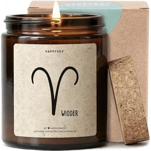 Widder - Duftkerze mit Spruch als Geschenk für Sternzeichen-Fans, liebevolle Geschenkidee für Freundin, Mama oder Schwester, Kerze im Glas mit blumigem Duft
