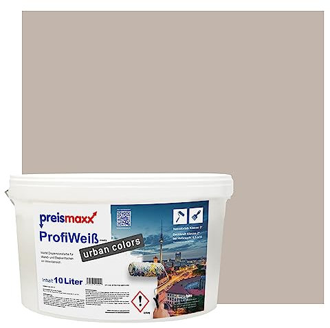 Preismaxx Profiweiß Wandfarbe braun 10L, hohe Deckkraft, Dispersionsfarbe innen, Innenwandfarbe Raumfarbe cappuccino deckend, Deckkraftklasse 2, matt Innenfarbe Profi Qualität