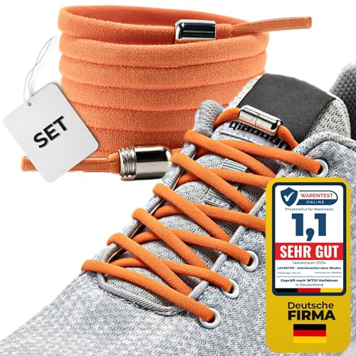 LaceHype Schnürsenkel ohne binden, elastische Schuhbänder mit Kapseln LC4 | Schnellverschluss, Elastic no tie shoelaces, für Sneaker, Laufschuhe, Wandernschuhe, aus Gummi, ca. 110 cm