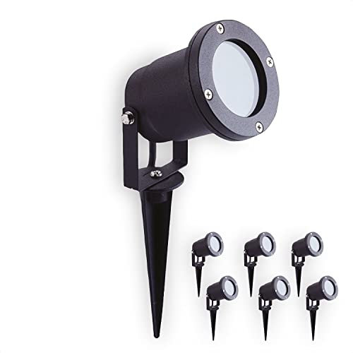 INNOVATE LED Strahler Außen 6er Set [LED Strahler exkl. GU10 Leuchtmittel] IP 65 Spotlight inkl. Erdspieß Stromkabel Außenbereich I Gartenbeleuchtung mit Strom Gartendeko wasserdicht I Outdoor Lampe