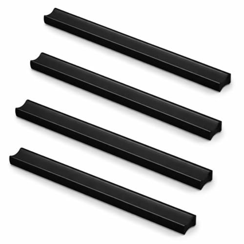Mavö Schubladengriffe 4 Stück 160 mm Schwarz Möbelgriffe Schrankgriffe Negi | Moderne Metallgriffe für Schrank, Kommode und Küche – 160 mm Lochabstand, hochwertig, stabil und langlebig
