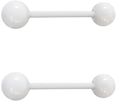 DENI 2 Piercings lengua blancos con barra flexible 16mm de largo, material bioplast antialergico