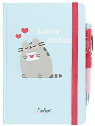 Grupo Erik Pusheen Cat Notizbuch A5 Journal Tagebuch Merch Geschenke | Tagebuch mit Stift Dotted Bullet Journal Ringbuch Mädchen und Jungen Einschulung - Notizblock A5 14,8 × 21,0 cm