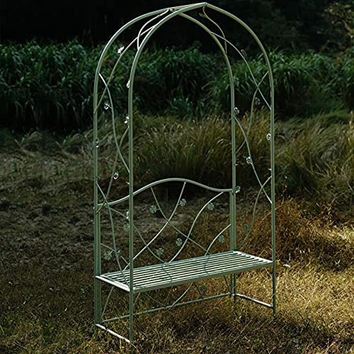 Panchina da Giardino,Padiglione ad arco in ferro battuto con cortile esterno con panchine da giardino, pergolato ad arco con rose da giardino, navata ad arco per decorazione di nozze all'ape