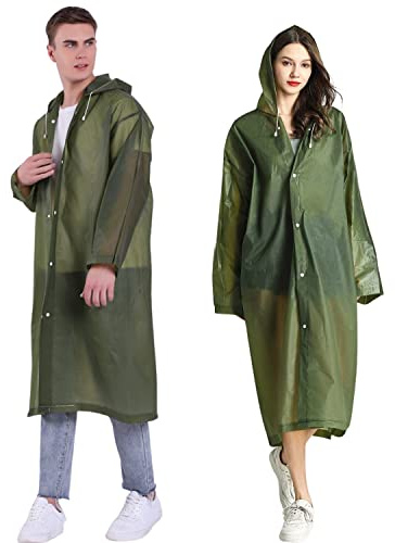 Gerhannery Chubasqueros Impermeable, 2 de Paquete Poncho de Lluvia Reutilizable con Capucha y Mangas, Hombre Mujer Ligero y Impermeable Poncho, Ropa de Agua para Viajes y Exteriores