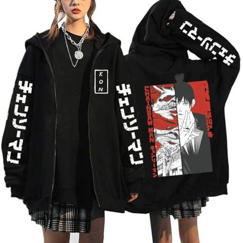 MDEM Anime Chainsaw Man Pochita Denji Zip Up Hoodies Hayakawa Aki Fox Devil Kon Manga Sweatshirts Korean Style Graphic Zipper Jackets-style8||4XL