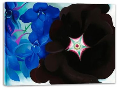 Gerahmte/berühmte Wandkunst Blume/moderne abstrakte Malerei/Blauer Rittersporn. Reproduktion auf Leinwand/Landschaft Leinwandbilder für Wohnzimmer Dekor 30 x 40 cm gerahmt