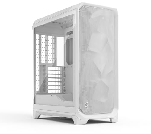 Fractal Design Meshify 3 White TG Clear Tint - Gaming Computer-Gehäuse – Facetten-Mesh-Front – DREI Momentum 14 Lüfter enthalten - E-ATX/ATX/mATX Unterstützung