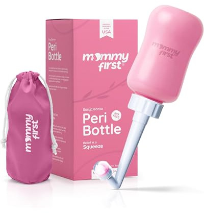 Mommy First® Peri Bouteille pour soins post-partum | Bouteille à l'envers pour nettoyage et récupération du périnée | Bidet portable | Essentiel post-partum | Rose layette 355,9 g
