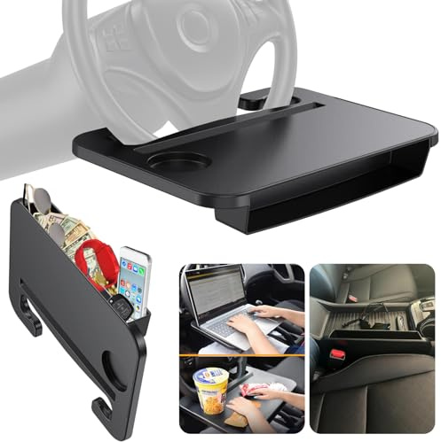 Multifunktionale Auto Lenkrad Tisch Tablett/Autotisch für Fahrer | Laptop Halter Auto | Aufbewahrungsbox Autositz Lücken | Autositz Lückenfüller Organizer Vordersitz für Ikw Mercedes BMW Innenraum