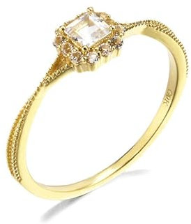 Stfery Gold Ring 18K Ring für Frauen Quadrat Topas Ringe für Damen