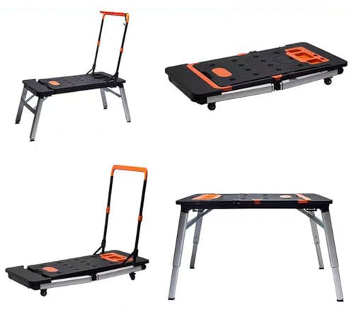 Établi pliable 7 en 1 multifonction - Table de travail - Plateforme à roulettes - Chariot de transport et chariot à main - Pour la maison et le bricolage - Charge maximale : 150 à 250 kg