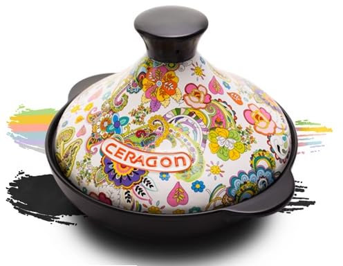 Yiustldd Casserole à tajine antiadhésive en Fonte émaillée avec Couvercle fermé en Forme de cône en céramique pour la Cuisson et Le ragoût, mijoteuse