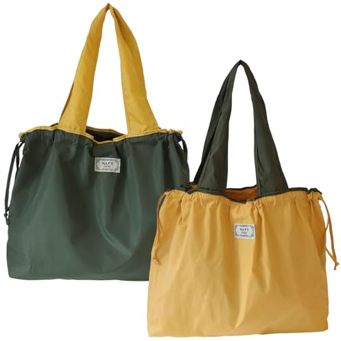 Valicaer Borsa per la Spesa Pieghevole,2Pcs Sacchetti per Spesa Riutilizzabile Borsa Spesa Pieghevole Borsa Shopper Tessuto Shopping Tote Bag Lavabile Grande Borsa per la Spesa per Shopping,Picnic (B)