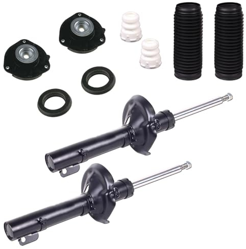 2 Gas Stoßdämpfer 55mm + Domlager vorne | 2x 65473715 + 2x 674716 + 2x 664703 + 910059 für Golf 5+6 Passat