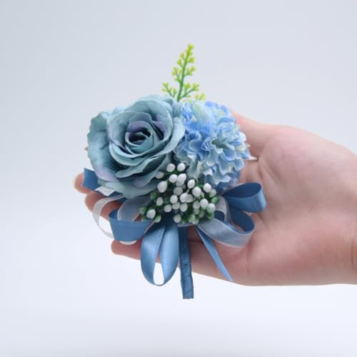 Rockreyoa Boutonniere Hochzeit Ansteckblume Rose Boutonniere Bräutigam Anstecknadel Künstliche Blumen für Braut, Bräutigam, Anwesenden Gäste, Hochzeit, Abschlussball, Party Dunkelblau 2 Stück