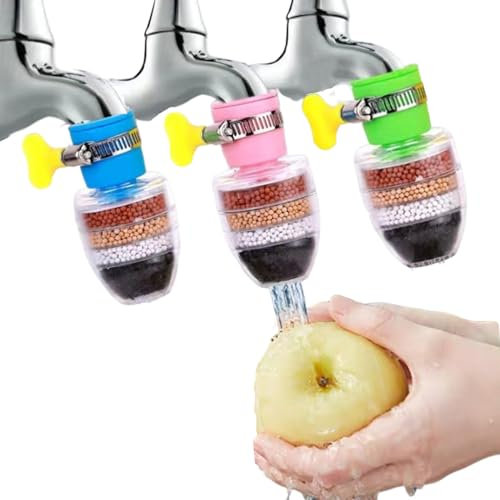 3Pcs Water Tap Filter in 3 Random Colors, Faucet Water Filter, Kitchen Tap Filte, Activated Carbon Clean Purifier, Tap Water Filter, Suitable for Kitchen Bathroom Shower Home Sink
