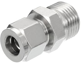 PATIKIL 1/2G x 10mm Conector de Tubo de Compresión de Acero Inoxidable 304, Doble Férulas Conexión de Tubo de Compresión Adaptador Recto