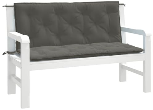 Sufrk Gartenbank-Auflagen 2 STK. Sitzauflage Bank Gartenbank Auflage Sitzauflagen FüR BäNke Melange Dunkelgrau 120x50x7 cm Stoff