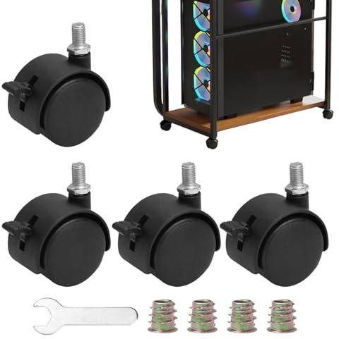 Parthan 4 Pcs Nylon Caster Wheels with Brake, Heavy-Duty Swivel Castors, Smooth Rotation, Durable and Scratch-Resistant Caster Wheels for Furniture, Trolleys and Equipment