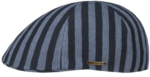 Stetson Texas Bold Flatcap Schiebermütze Leinen Made in EU Unisex Sommer blau-dunkelblau M (56-57 cm)