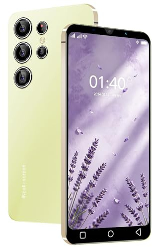 PrzTIk Cheap Mobile Phone Without Contract, 5.0 Inch, 1GB + 16GB 128GB Expandable，Android 9.0, Dual SIM, Dual Camera, 3000 mAh Battery, Face ID, GPS (Yellow)