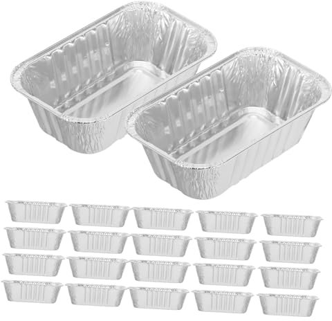 ZUNOXAZ 50pcs Rectangular Aluminum Foil Baking Trays High Temperature Resistant Baking Containers for Bread Cakes and Roasting for Home Use and Meal Prep