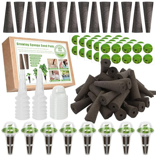 144 éponges de culture, gousses de semences d’éponges de croissance racinaire de remplacement compatibles avec AeroGarden, Kit d’éponges de démarrage pour système de jardin d’intérieur hydroponique