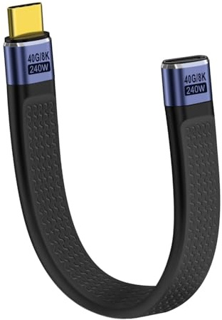 YINGAYOU 40Gbps Cable Alargador USB C Plano Cable USB C Macho Hembra 240W 48V 5A Compatibilidad con Audio y Vídeo 8K@60Hz, para Smartphones, Tabletas y Dispositivos Portátiles (Recto, 13 cm)