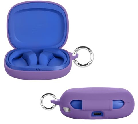 BeisDirect Silikonhülle für JBL Endurance Zone Kopfhörer-Schutzhülle, stoßfest und staubdicht, kabellose Ohrhörer-Hülle, Silikon-Schutzhülle mit Haken (lila)