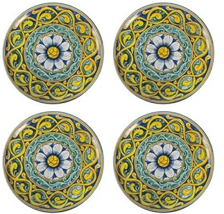 Lot de 4 assiettes à pizza en porcelaine - Extra larges - Diamètre : 33 cm - Élégantes assiettes plates en provenance d'Italie - Belle vaisselle en tant que set