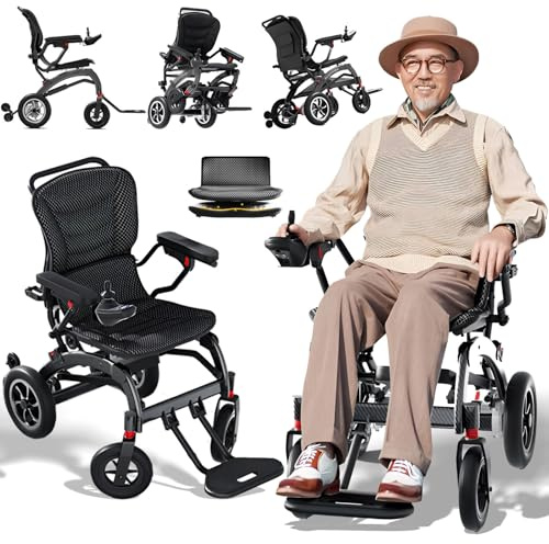 Silla de ruedas eléctrica ligera para adultos y personas mayores, diseño motorizado plegable inteligente, altura de pierna ajustable, portátil, capacidad de 330 libras