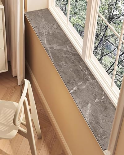 ENHEN Tappetino per Davanzale Protettore per Soglia Balcone Sottile e Impermeabile con Finitura Marmo Grigio, Paraschizzi per Davanzale Angolo Antipolvere Conciso, Scudo(155x20cm/61x8in)