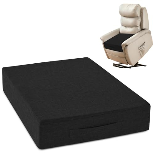 MineCozy Recliner Cushions for Elderly 20x20x4 Inch Thick Large Recliner Seat Cushion with a Handle Square Non Slip Chair Pads with Washable Cover for Couch Armchair Chairs Black