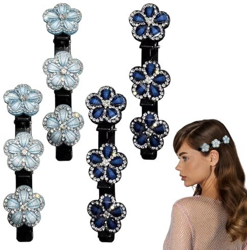 Gsrhzd Pince Cheveux, 4 Pièces Barrette Cheveux Femme en Pierre de Cristal, Hair Clip à Double Couche, Tongs femme Strass, pour les Femmes et les Filles