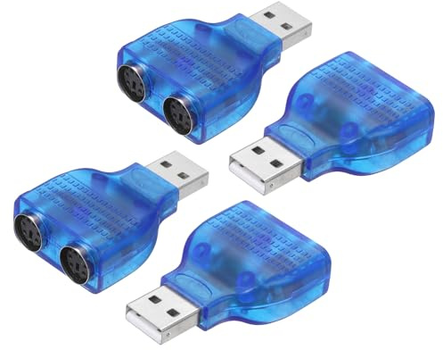 Nexarelle 2 Pcs USB to PS/2 Adapter, Plastic USB A Male to Dual PS/2 Female Converter Adapter for Wired Mouse/Keyboard/Computers Accessories, Blue