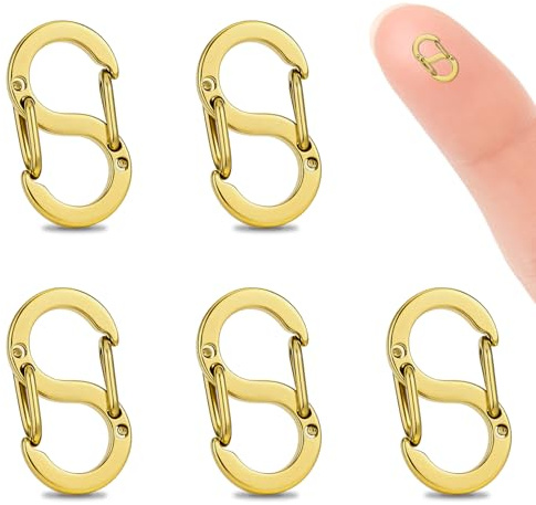 XETHI 5 Styck Halsbandslås i Rostfritt Stål | 12mm x 6mm Mini 8-formade Armbandsklämmor | Smyckeslås för DIY Hantverk & Tillbehör (Guld)