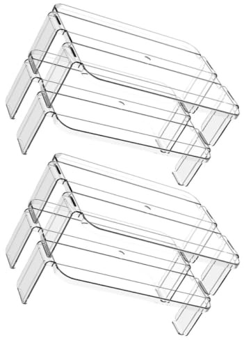 CORHAD Estante de Almacenamiento Paquete de 2 Piezas de Plástico Transparente para Nevera Multiusos Superficie Lisa para Organización en Refrigerador y Mesa