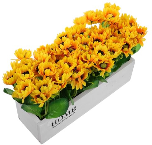 Abaodam Rustic Faux Sunflowers in Wooden Planter with Elegant Pot Design, Realistic Appearance, Versatile Use Artificial Flowers for Photo Props and Summer Floral Centrepiece Decoration
