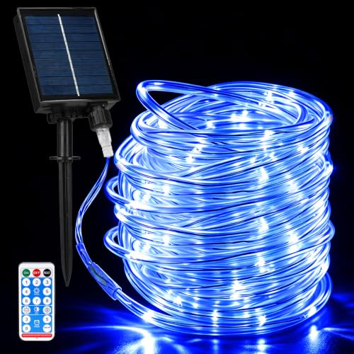 Luces Solares Exterior Jardin, 20M 200 LEDS, Resistente a la Intemperie, Tubo de Luz Solar con 8 Modos y Control Remoto, Guirnalda Manguera para Patio Fiestas árboles Valla Decoración Navideña