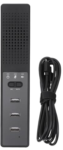 GRADENEVE Microfono USB da Tavolo per Computer Nero ABS Compatto | Casa e Ufficio, Effetto Stereo e Riproduzione Continua, Leggero e Portatile