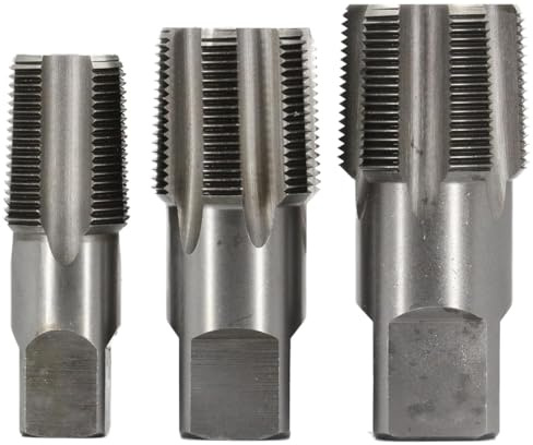 Drill America 3 Piece NPT Pipe Tap Set (1, 1-1/4 and 1-1/2), Carbon Steel Plumbing Tap Set, Plastic Pouch Case, POU Series