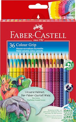 FABER-CASTELL 112442 - Buntstifte Set Colour Grip, 36er Kartonetui