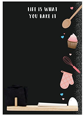 Chalkboards UK Bake It Cucina con Vassoio, lavagnetta e cancellino in Feltro, Colore: Nero Booth Design Range, Legno, 29.7 x 20.7 x 1 cm